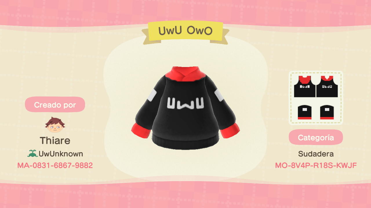 Animal Crossing Design Code: MO-8V4P-R18S-KWJF UwU OwO