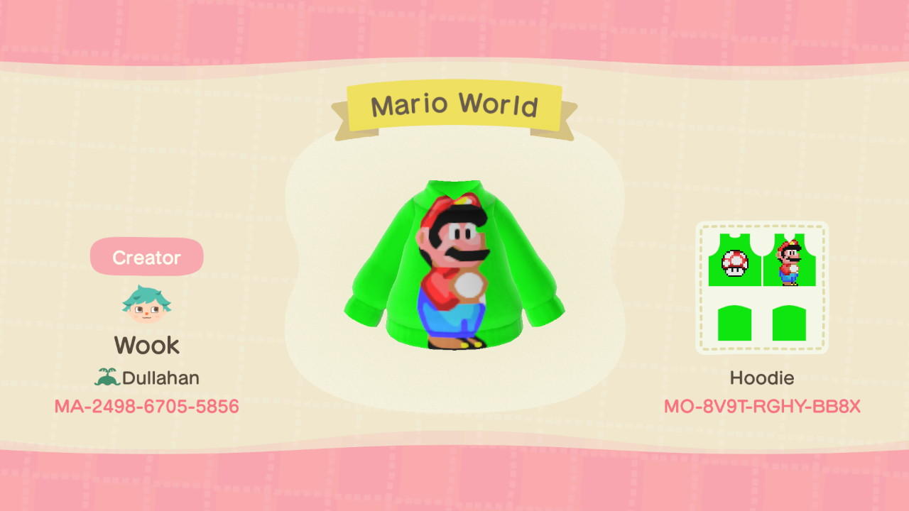 Animal Crossing Design Code: MO-8V9T-RGHY-BB8X Mario World