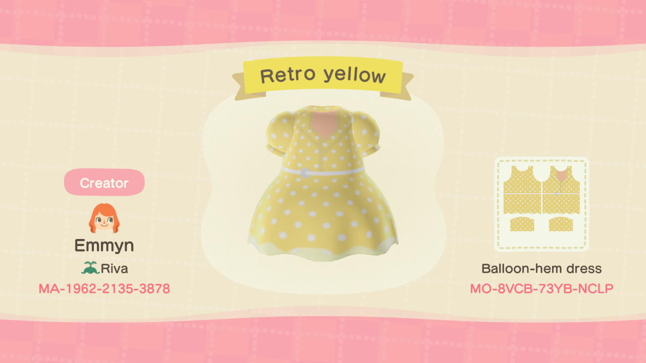 Animal Crossing Design Code: MO-8VCB-73YB-NCLP Retro yellow