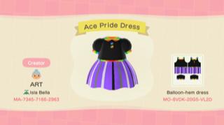 Animal Crossing Design Code: MO-8VDK-20G5-VL2D Ace Pride Dress