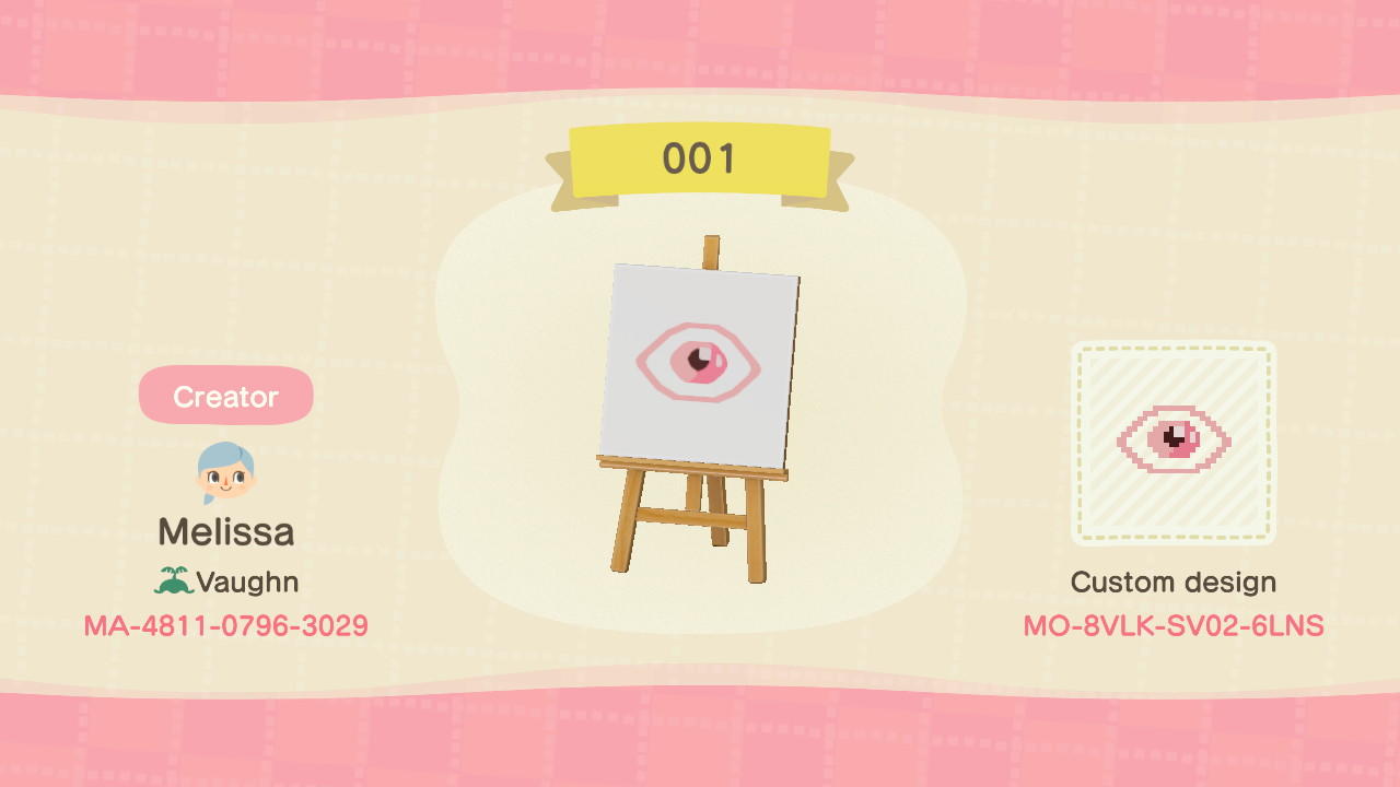 Animal Crossing Design Code: MO-8VLK-SV02-6LNS 001