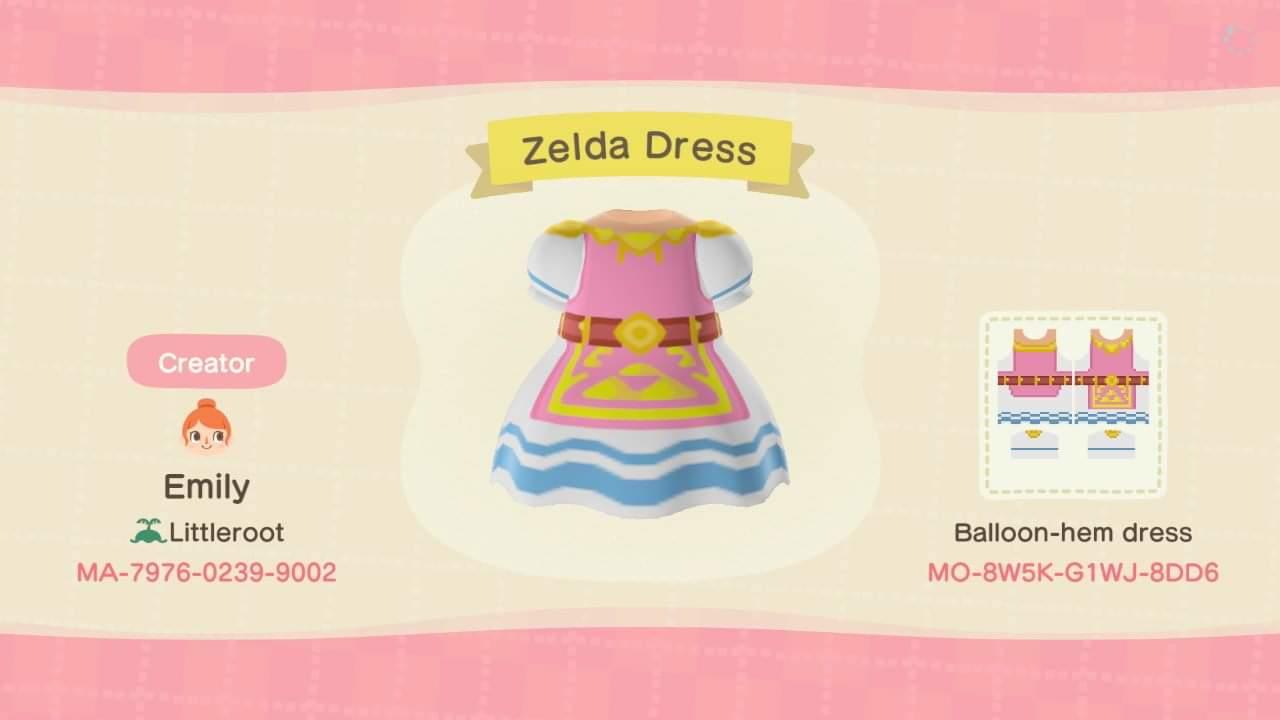 Animal Crossing Design Code: MO-8W5K-G1WJ-8DD6 Zelda Dress