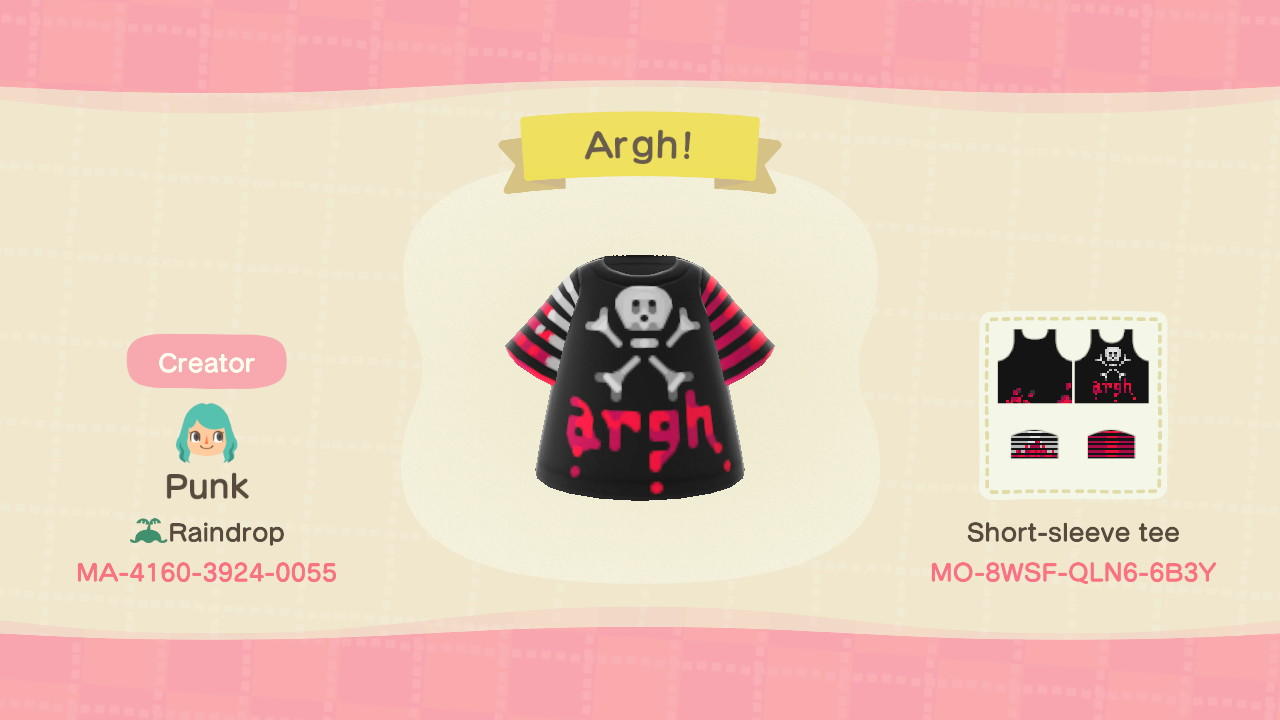 Animal Crossing Design Code: MO-8WSF-QLN6-6B3Y Argh!