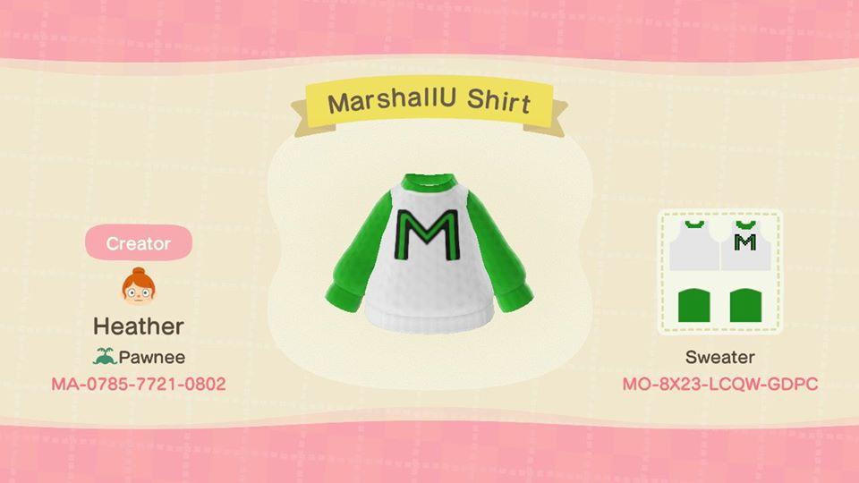 Animal Crossing Design Code: MO-8X23-LCQW-GDPC MarshallU Shirt