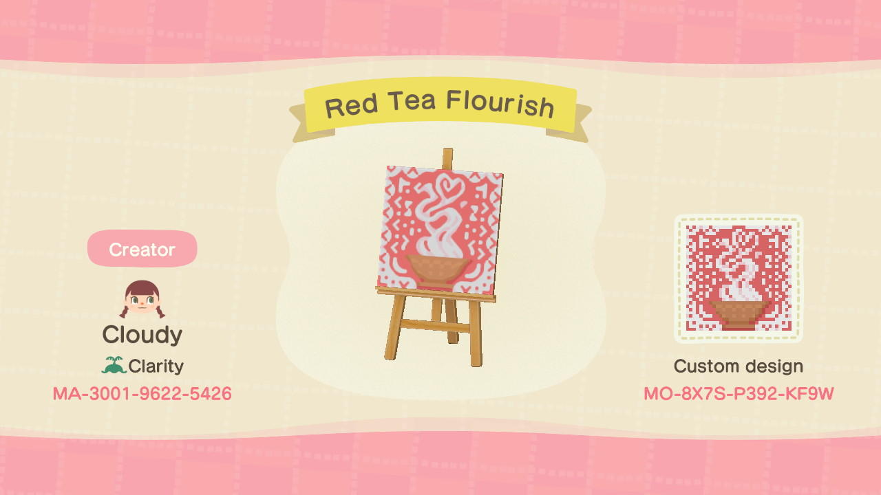 Animal Crossing Design Code: MO-8X7S-P392-KF9W Red Tea Flourish