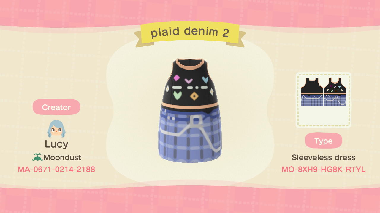 Animal Crossing Design Code: MO-8XH9-HG8K-RTYL plaid denim 2
