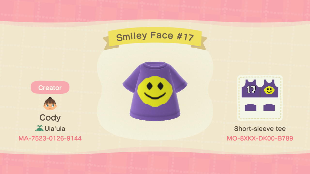 Animal Crossing Design Code: MO-8XKX-DK00-B789 Smiley Face #17
