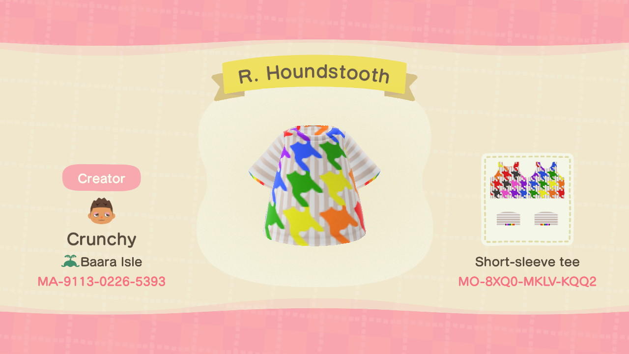 Animal Crossing Design Code: MO-8XQ0-MKLV-KQQ2 R. Houndstooth