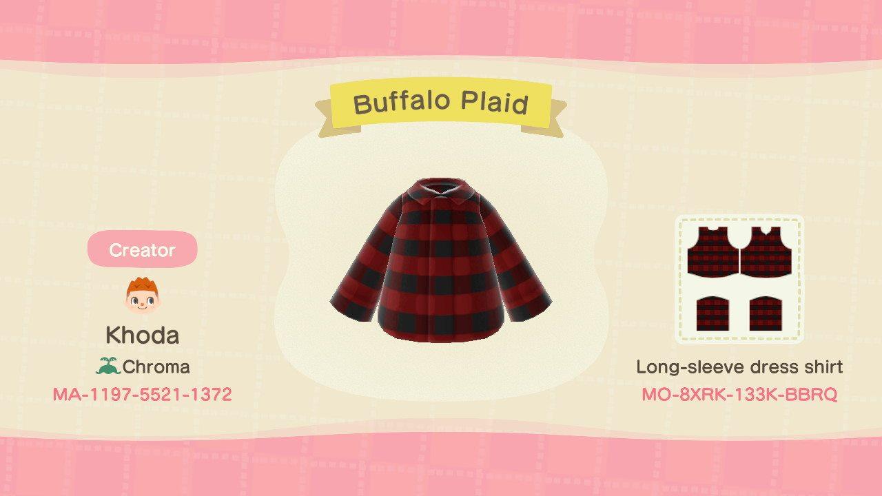 Animal Crossing Design Code: MO-8XRK-133K-BBRQ Buffalo Plaid Shirt