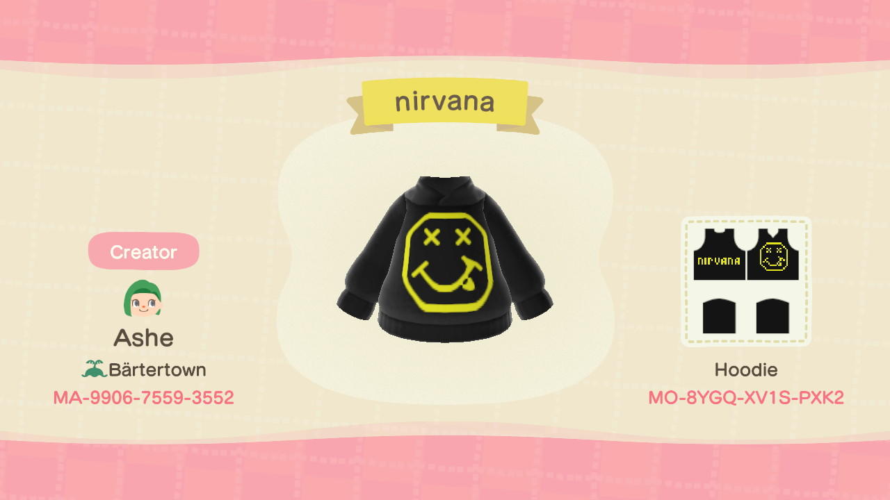Animal Crossing Design Code: MO-8YGQ-XV15-PXK2 Nirvana
