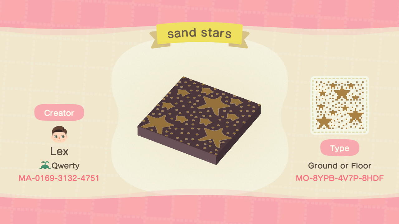 Animal Crossing Design Code: MO-8YPB-4V7P-8HDF Sand Stars