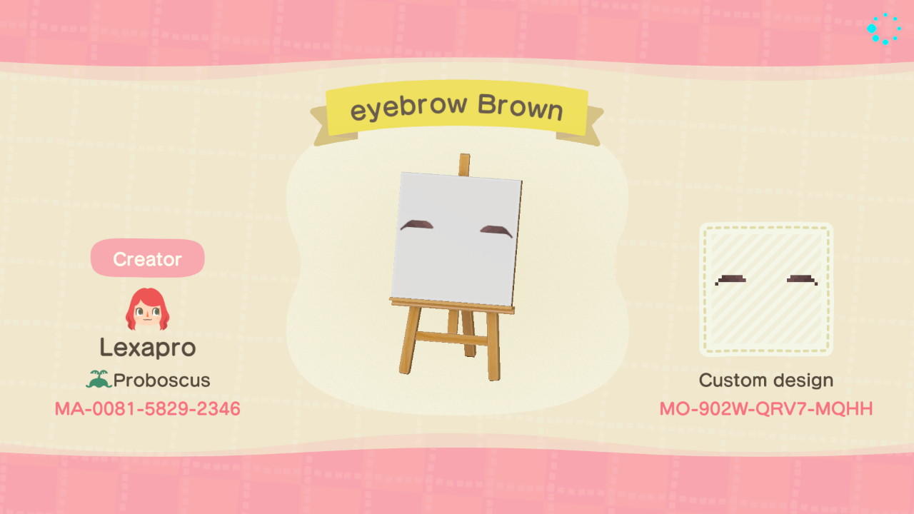 Animal Crossing Design Code: MO-902W-QRV7-MQHH Brown Eyebrows