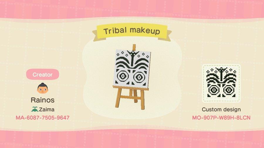 Animal Crossing Design Code: MO-907P-W89H-8LCN Tribal makeup