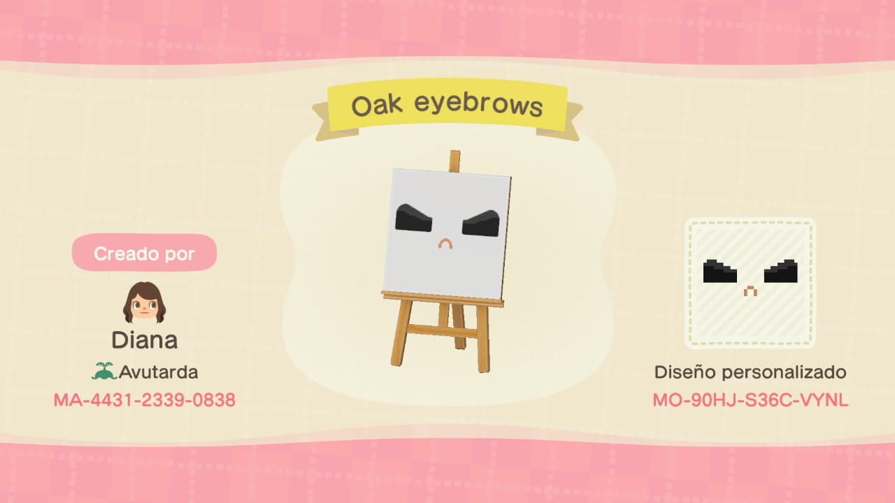 Animal Crossing Design Code: MO-90HJ-S36C-VYNL Oak Eyebrows