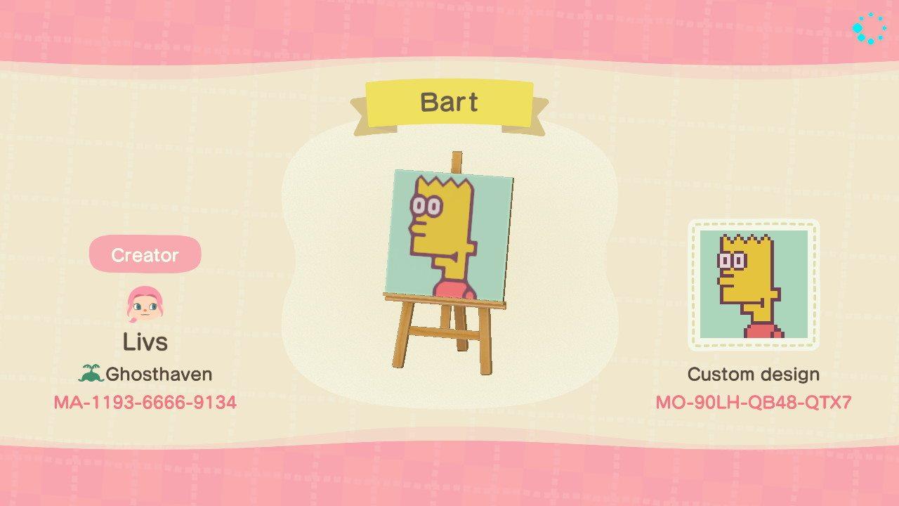Animal Crossing Design Code: MO-90LH-QB48-QTX7 bart