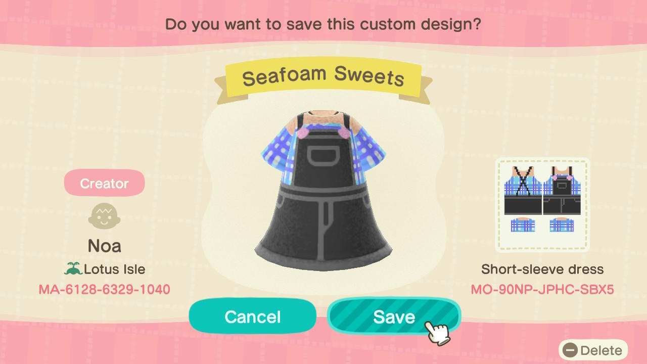 Animal Crossing Design Code: MO-90NP-JPHC-SBX5 Seafoam Sweets