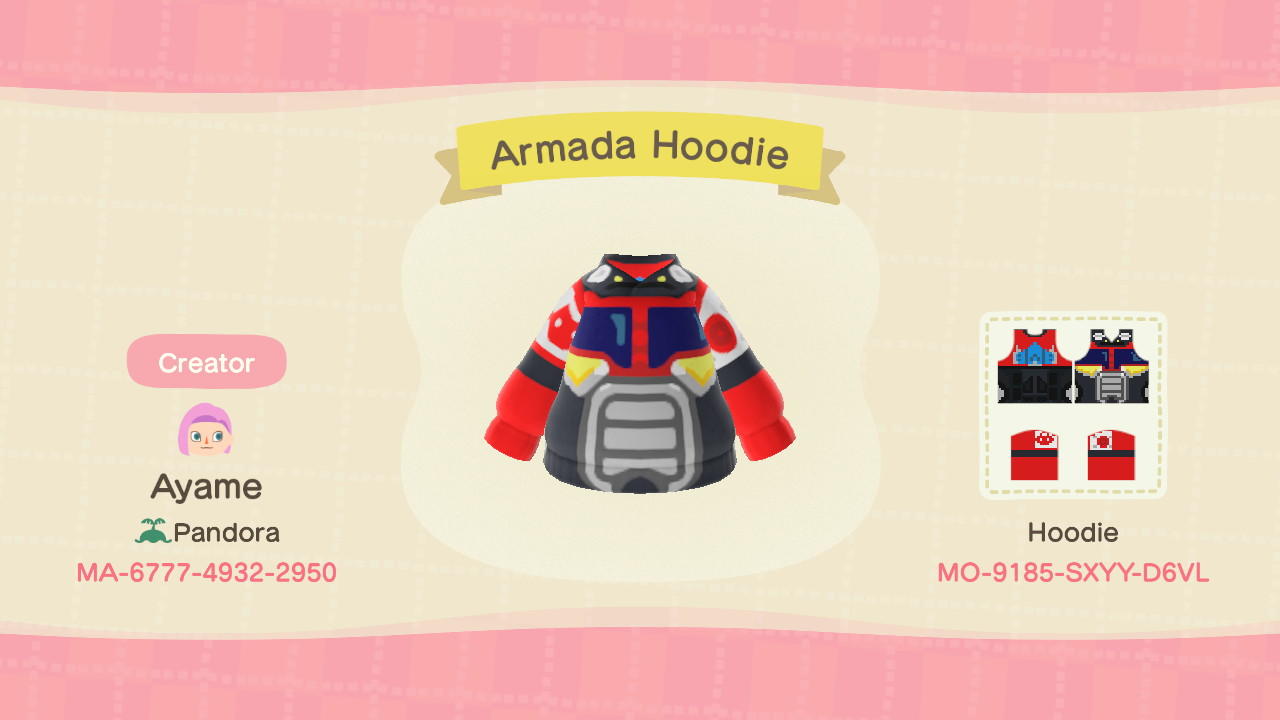 Animal Crossing Design Code: MO-9185-SXYY-D6VL Armada Hoodie