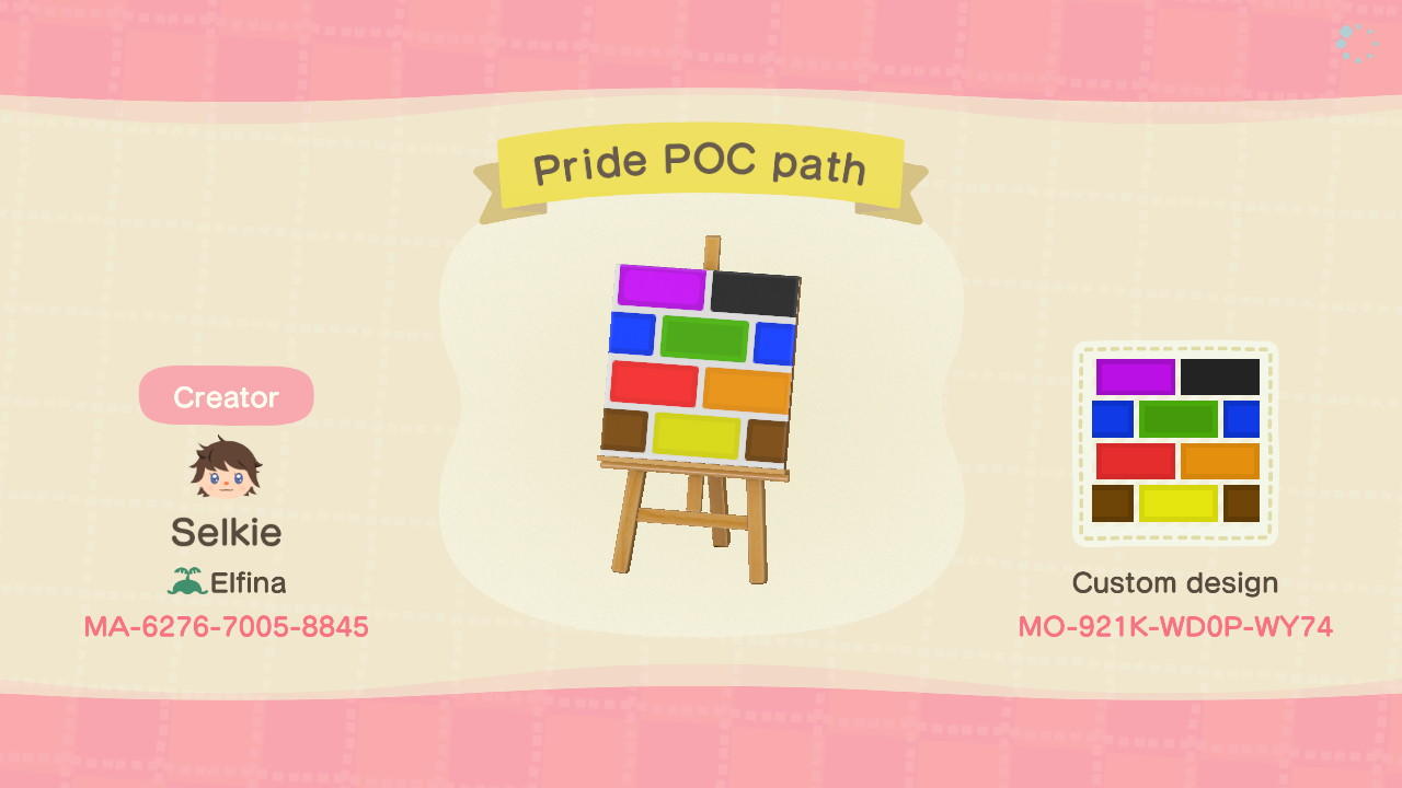 Animal Crossing Design Code: MO-921K-WD0P-WY74 Pride POC Path
