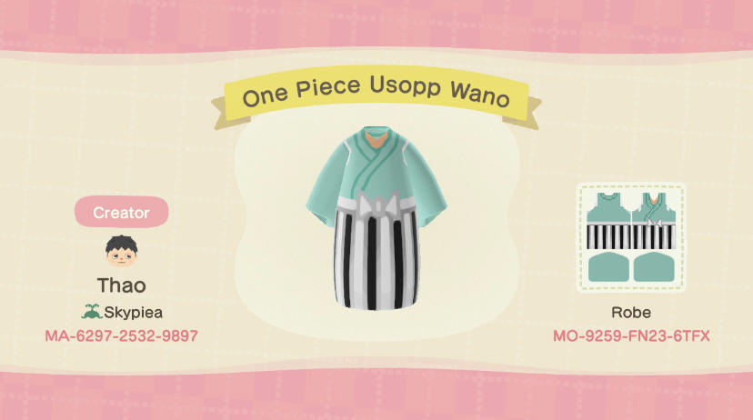Animal Crossing Design Code: MO-9259-FN23-6TFX One Piece Usopp Wano