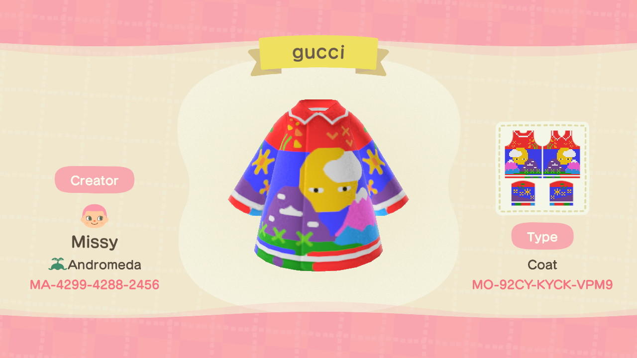 Animal Crossing Design Code: MO-92CY-KYCK-VPM9 gucci