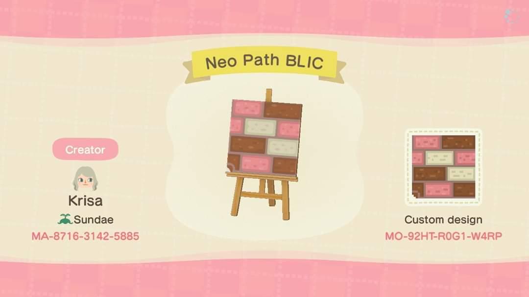 Animal Crossing Design Code: MO-92HT-R0G1-W4RP Neo Path BotLinCornr