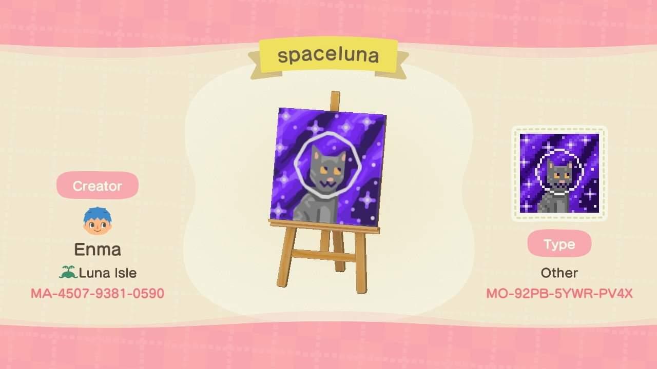 Animal Crossing Design Code: MO-92PB-5YWR-PV4X Space cat