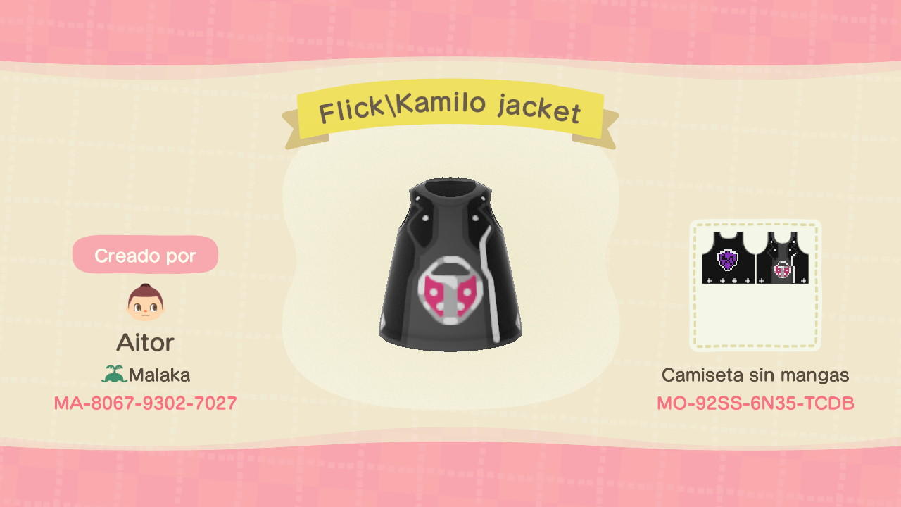 Animal Crossing Design Code: MO-92SS-6N35-TCDB Flick/Kamilo jacket