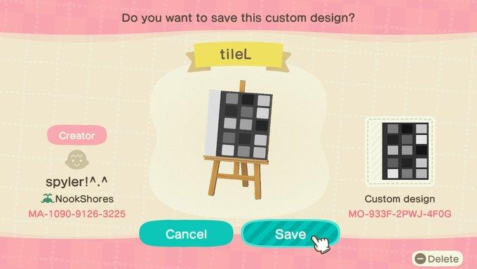 Animal Crossing Design Code: MO-933F-2PWJ-4F0G Grayscale Tile Left