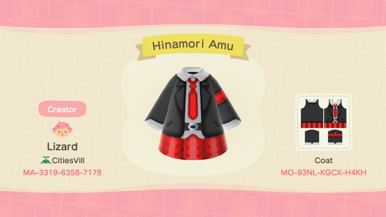Animal Crossing Design Code: MO-93NL-KGCX-H4KH Hinamori Amu