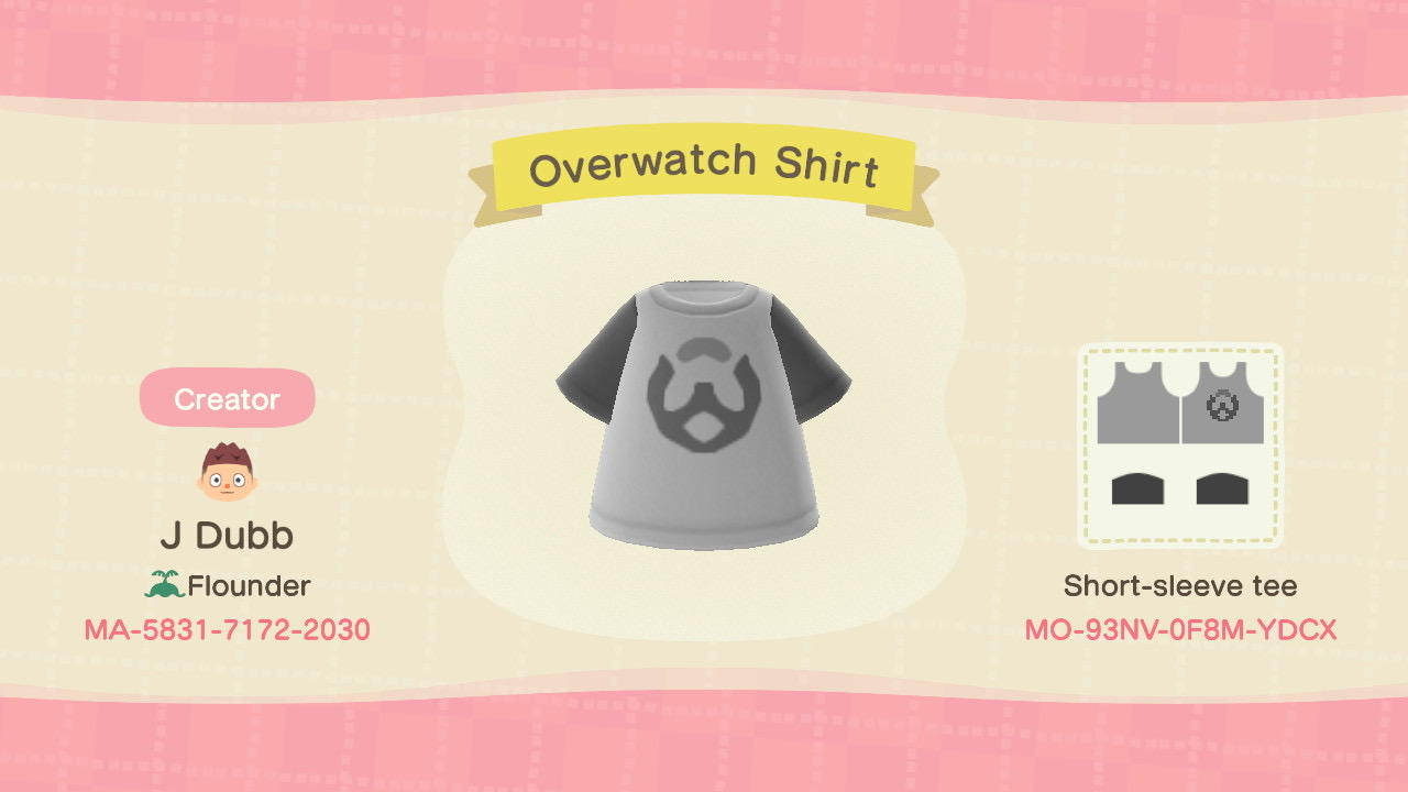 Animal Crossing Design Code: MO-93NV-0F8M-YDCX Overwatch Shirt