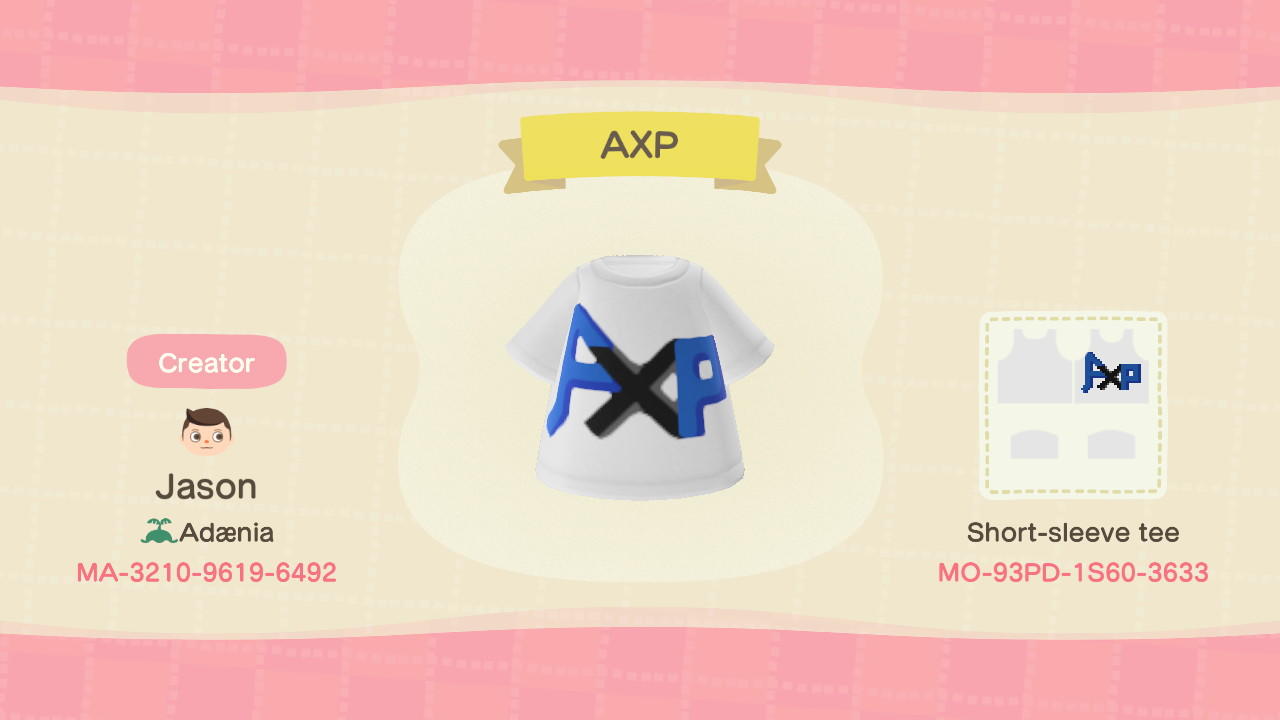 Animal Crossing Design Code: MO-93PD-1560-3633 AXP (Logo)
