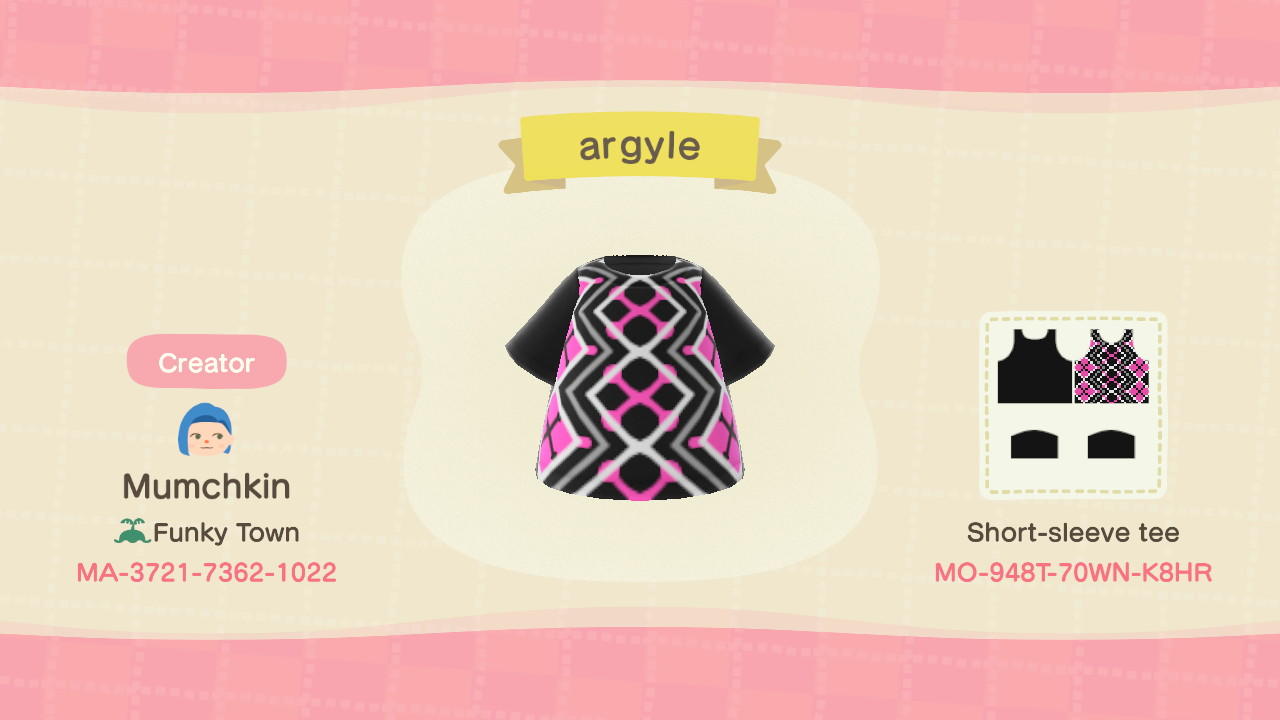 Animal Crossing Design Code: MO-948T-70WN-K8HR argyle