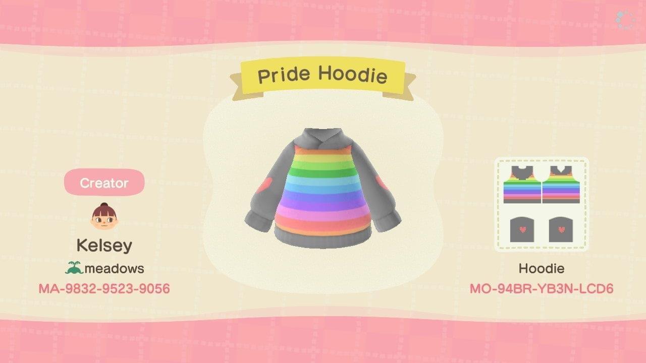Animal Crossing Design Code: MO-94BR-YB3N-LCD6 Pride Hoodie