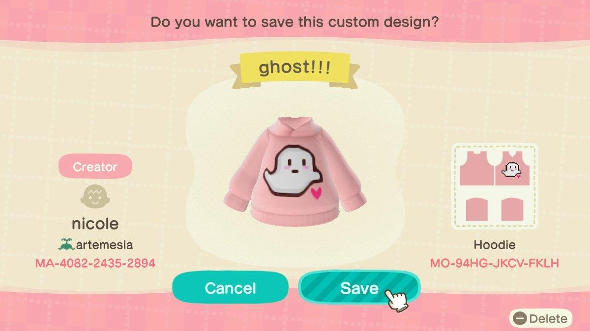 Animal Crossing Design Code: MO-94HG-JKCV-FKLH cute ghost hoodie
