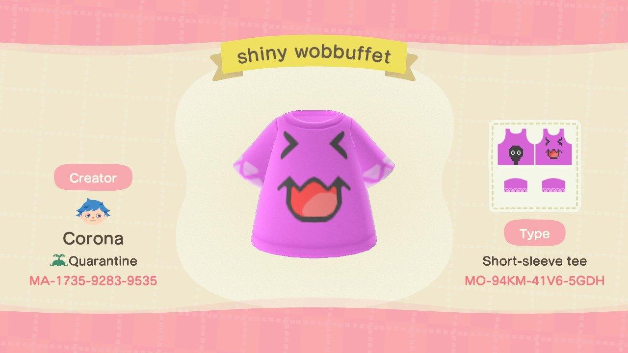 Animal Crossing Design Code: MO-94KM-41V6-5GDH Shiny Wobbuffet
