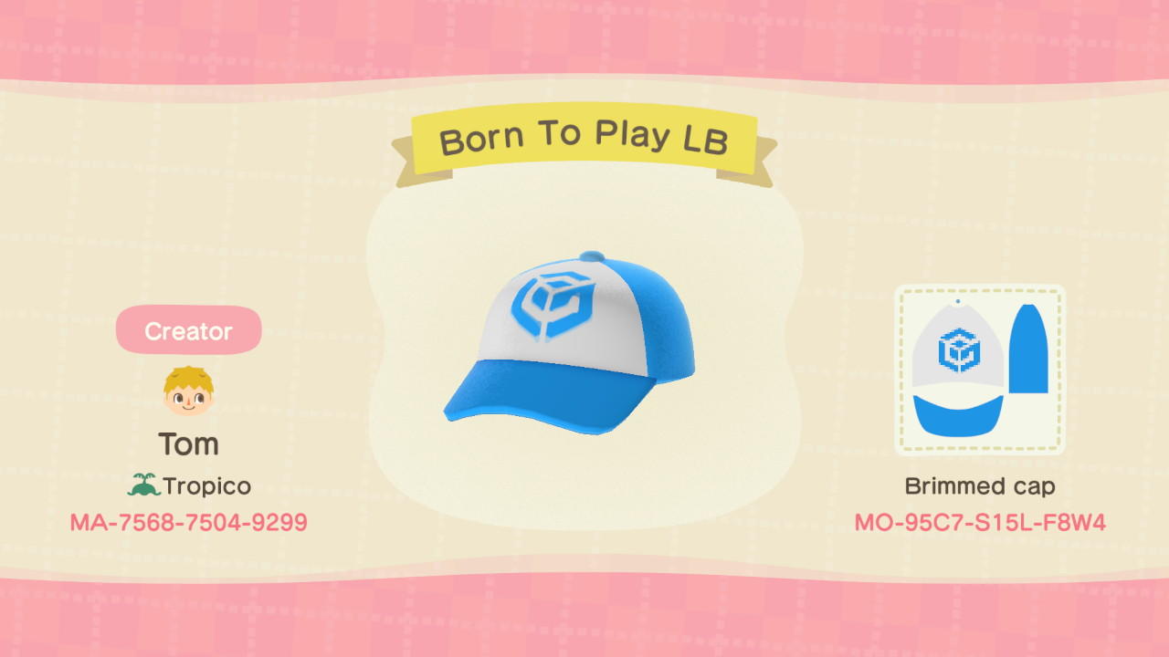 Animal Crossing Design Code: MO-95C7-S15L-FBW4 Born To Play LB