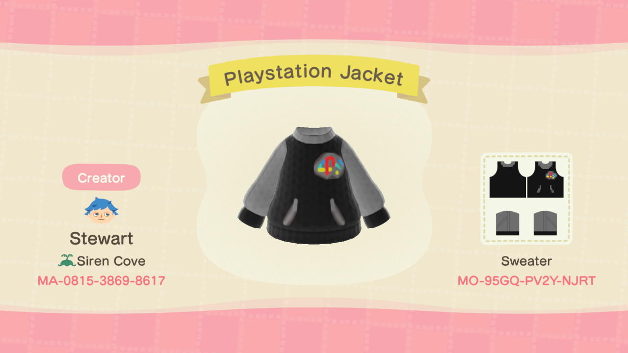 Animal Crossing Design Code: MO-95GQ-PV2Y-NJRT Playstation Jacket