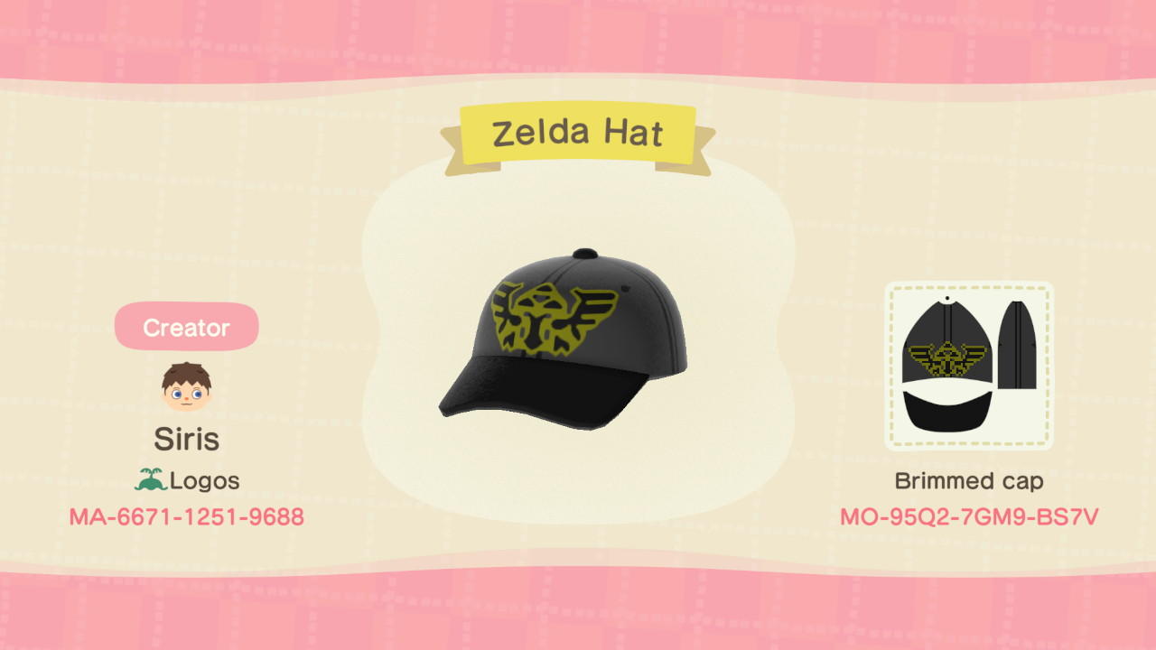 Animal Crossing Design Code: MO-95Q2-7GM9-BS7V Zelda Hat