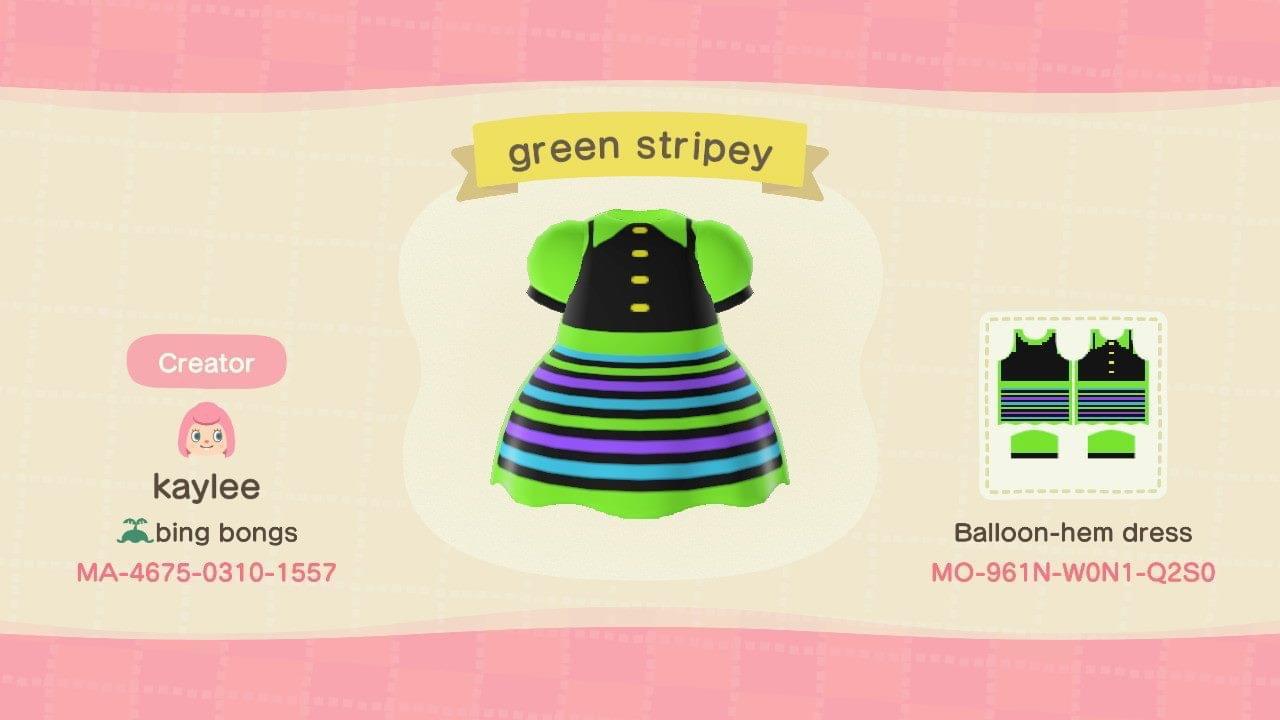 Animal Crossing Design Code: MO-961N-W0N1-Q2S0 Green Stripey