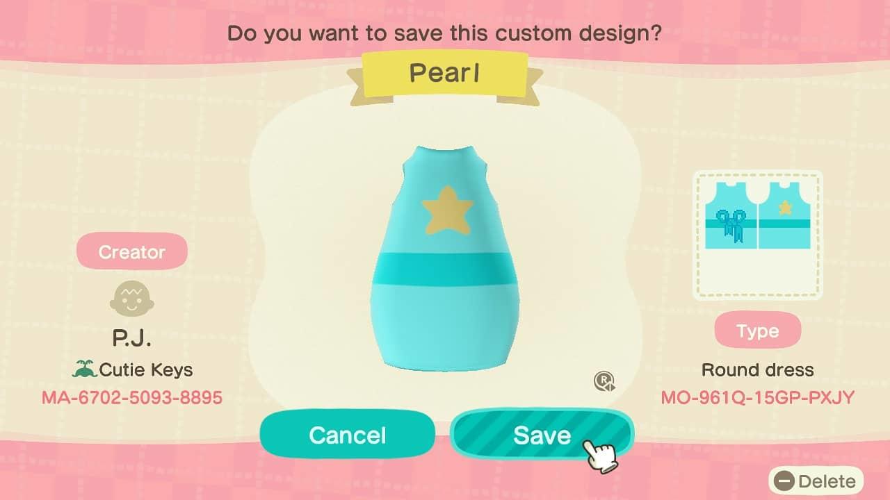 Animal Crossing Design Code: MO-961Q-15GP-PXJY Pearl