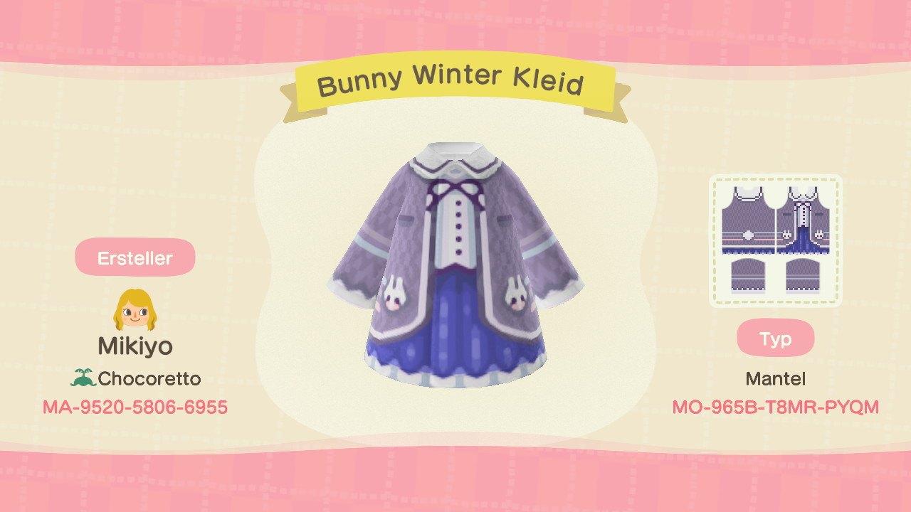 Animal Crossing Design Code: MO-965B-T8MR-PYQM Bunny Winter Kleid