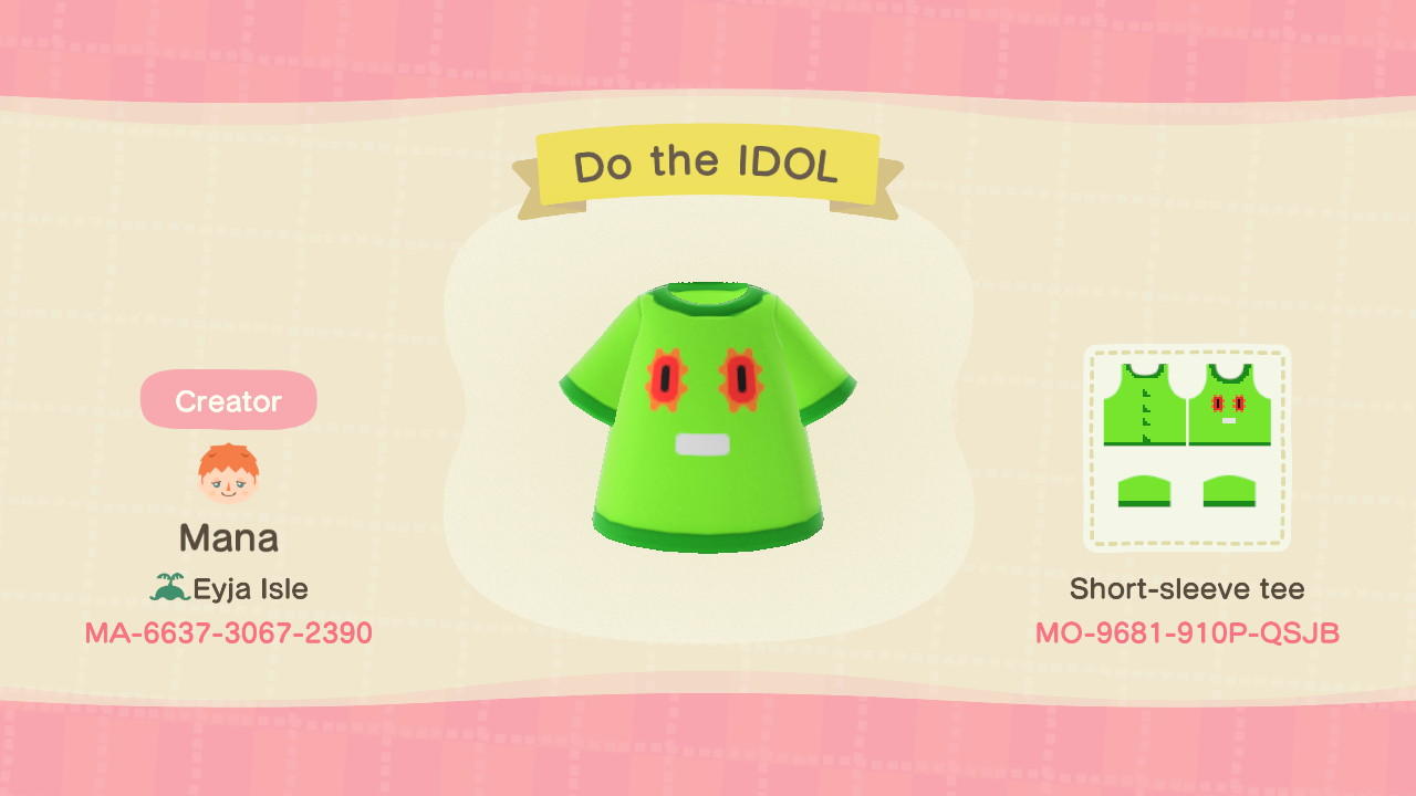 Animal Crossing Design Code: MO-9681-910P-QSJB Do the IDOL