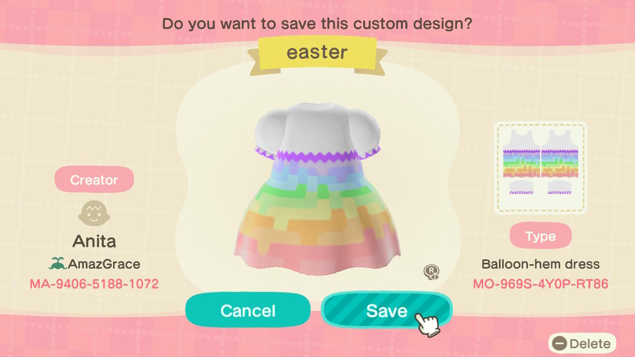 Animal Crossing Design Code: MO-969S-4Y0P-RT86 Easter