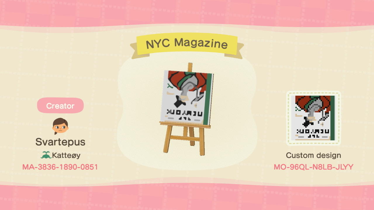 Animal Crossing Design Code: MO-96QL-N8LB-JLYY NYC Magazine