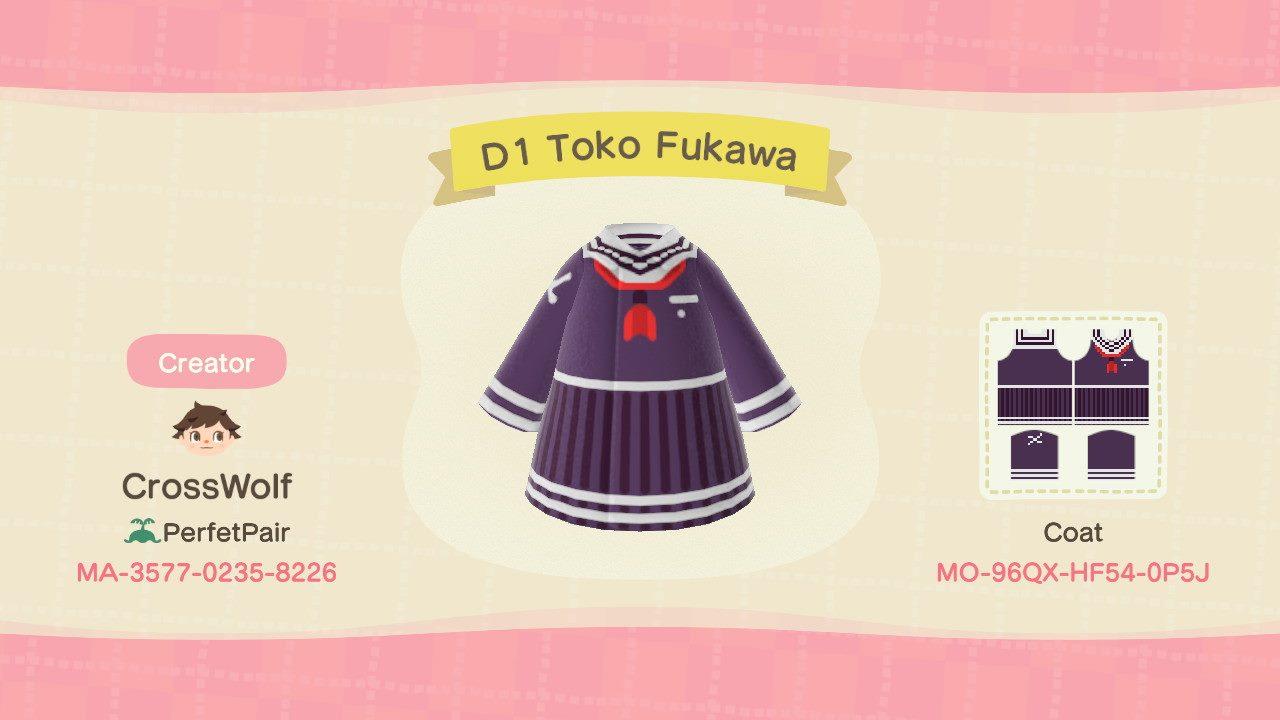 Animal Crossing Design Code: MO-96QX-HF54-0P5J D1 Toko Fukawa