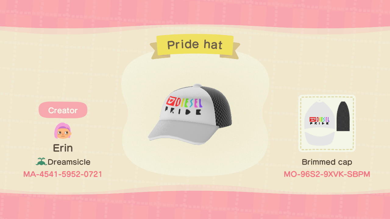 Animal Crossing Design Code: MO-96S2-9XVK-SBPM Pride Hat