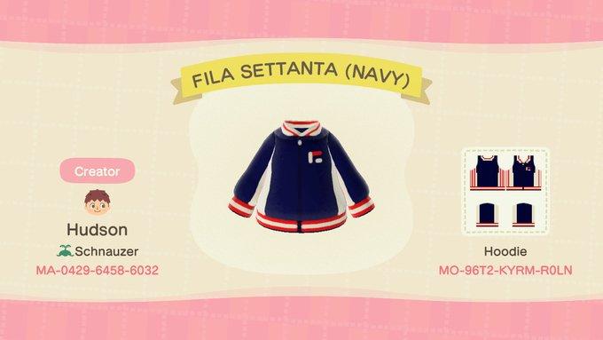 Animal Crossing Design Code: MO-96T2-KYRM-R0LN FILA Settanta (NAVY)