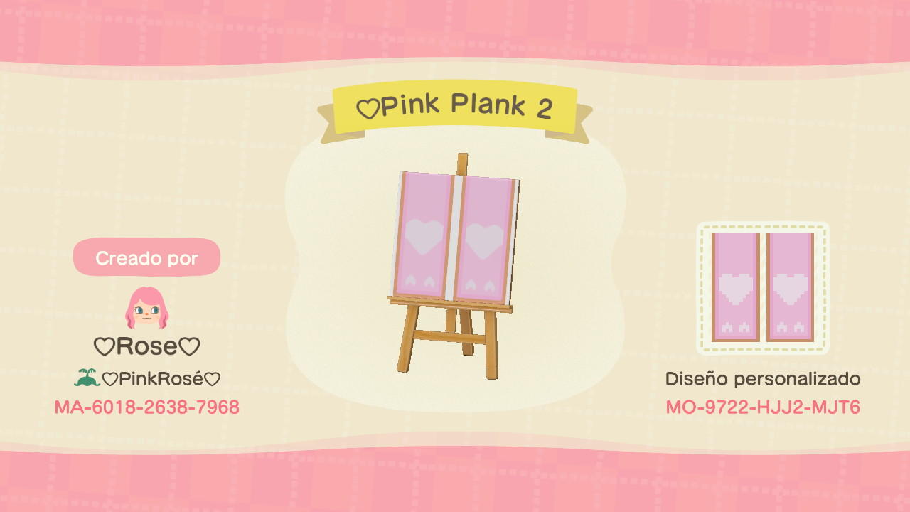 Animal Crossing Design Code: MO-9722-HJJ2-MJT6 Cute Pink Plank 2