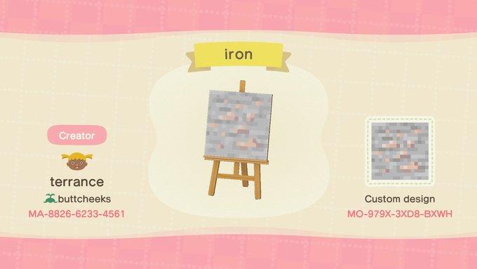 Animal Crossing Design Code: MO-979X-3XD8-BXWH Minecraft iron