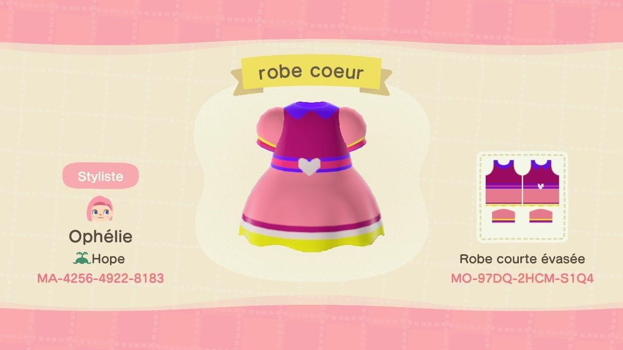 Animal Crossing Design Code: MO-97DQ-2HCM-S1Q4 Robe coeur